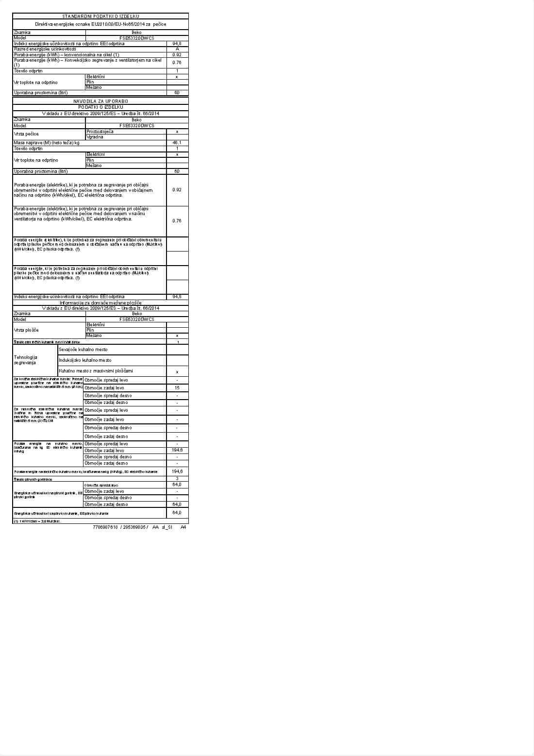 BEKO FSE53320DWCS štedilnik